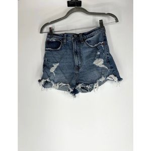 Abercrombie curve love high rise mom short denim medium destroy wash 26